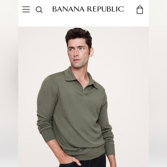Banana Republic Men’s Merino Sweater Polo in green. BRAND NEW!! - Picture 3 of 3